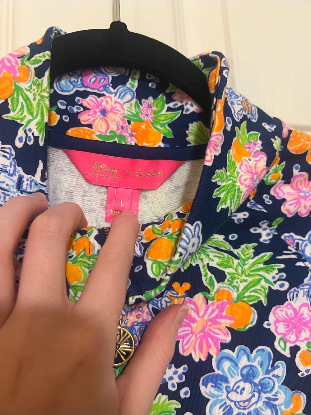 Disney Lilly Pulitzer Navy Floral Half-Zip Pullover - Picture 2 of 4